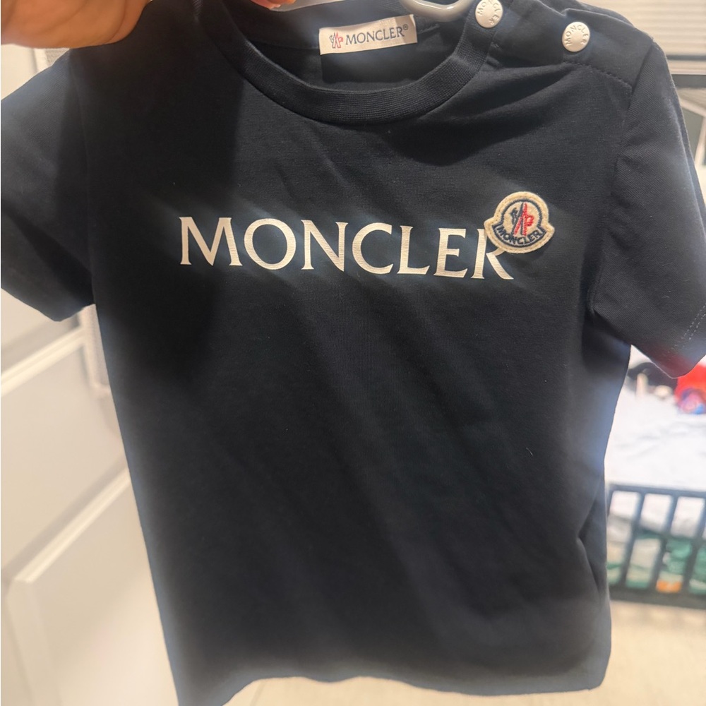 Moncler Kids Dark Blue Tee with Logo